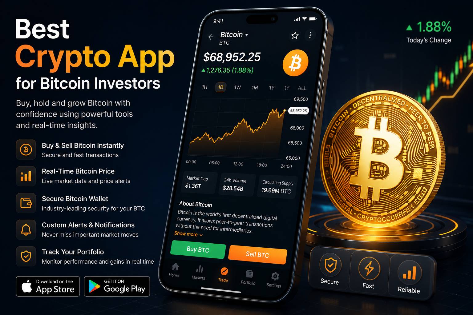 Bitcoin app mobile interface
