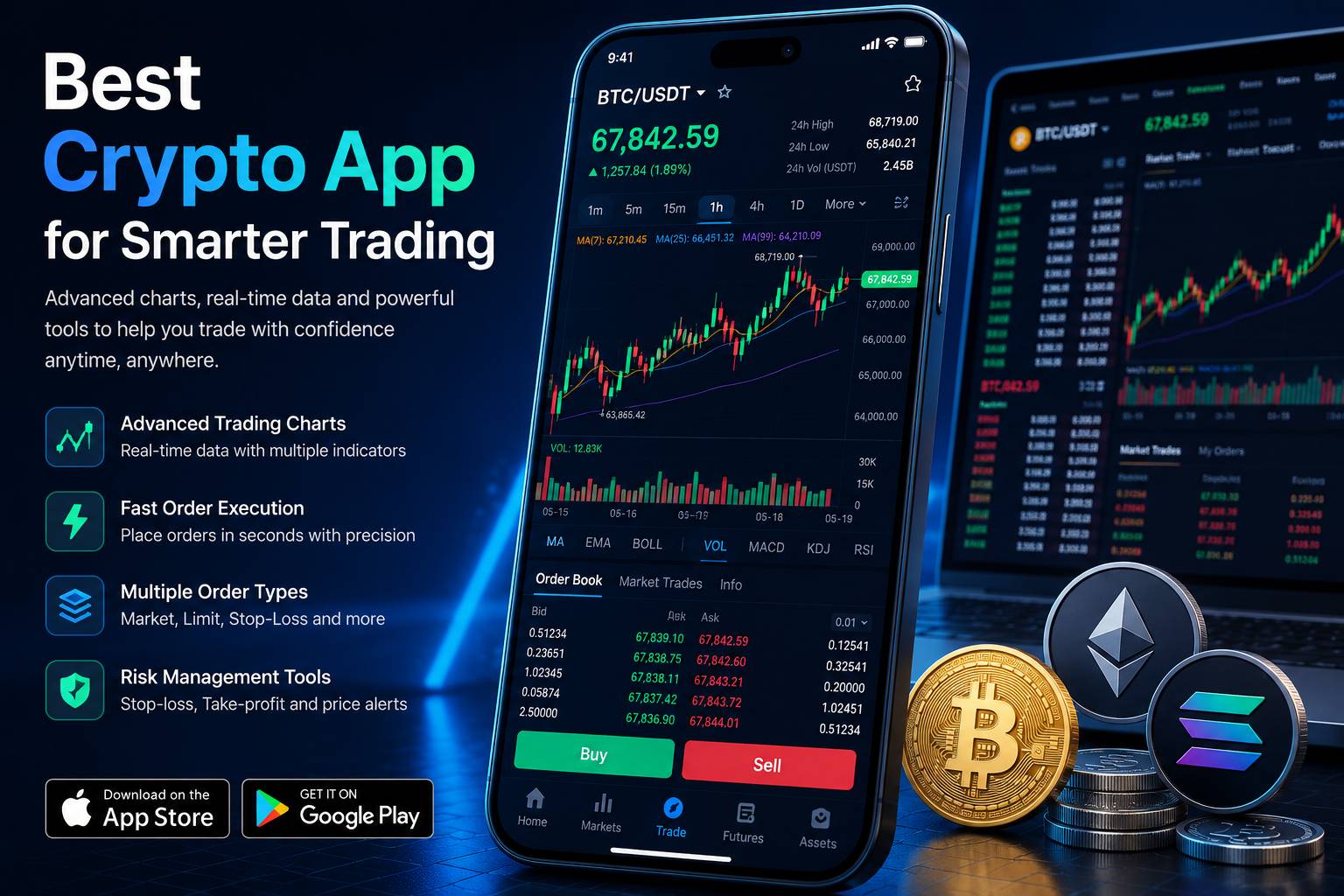 Crypto trading app interface